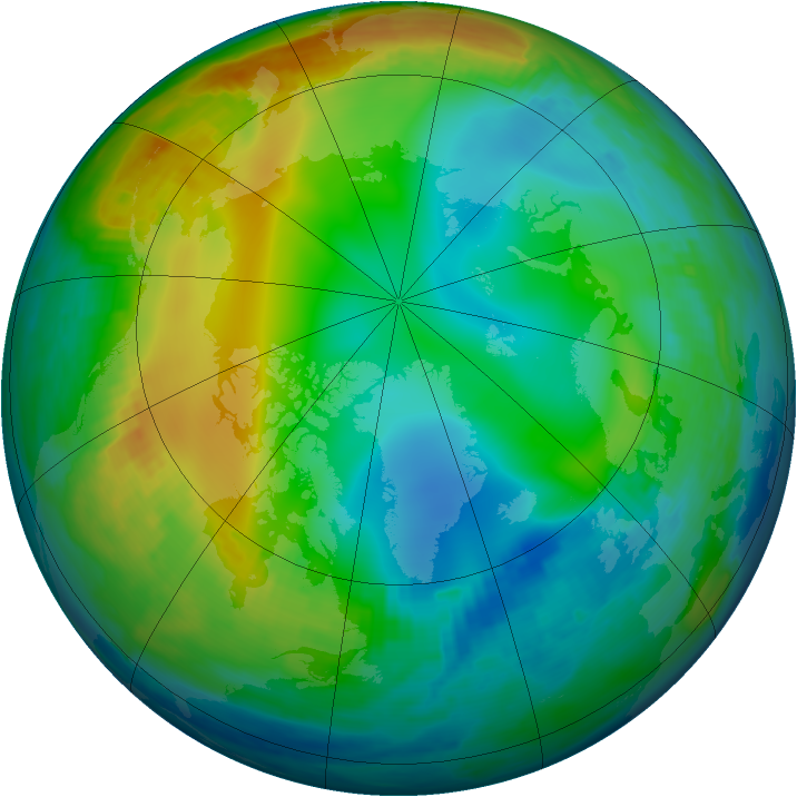 Arctic ozone map for 18 December 1999